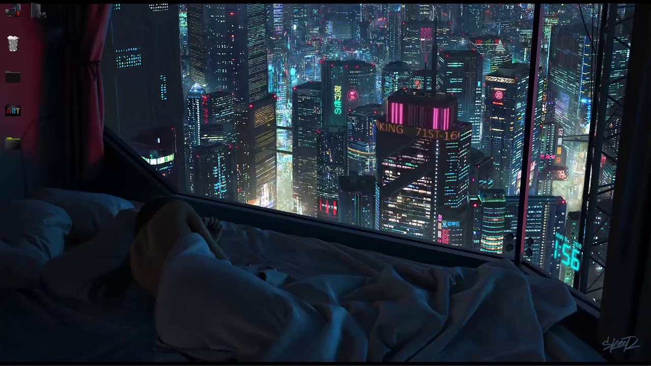 2am Cyberpunk High Rise Apartment - HD Wallpaper 