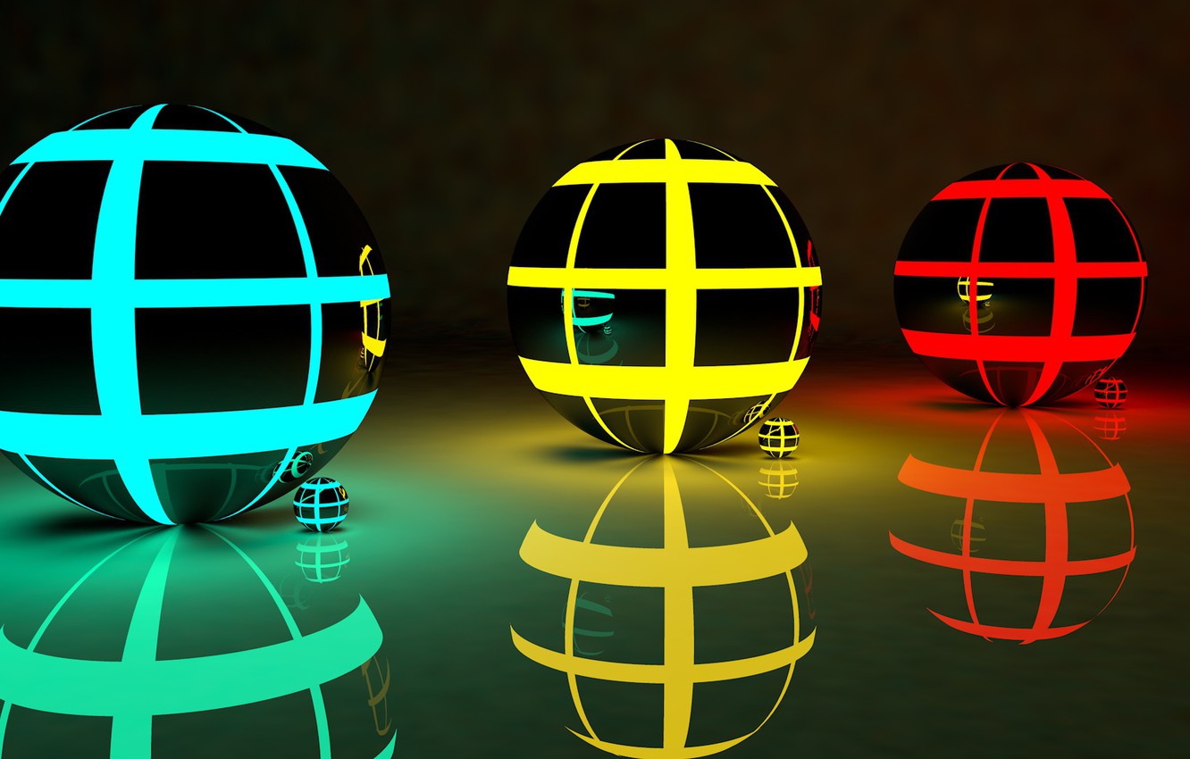 Photo Wallpaper Minimalism, Round, Figure, Sphera, - Neon Balls - HD Wallpaper 