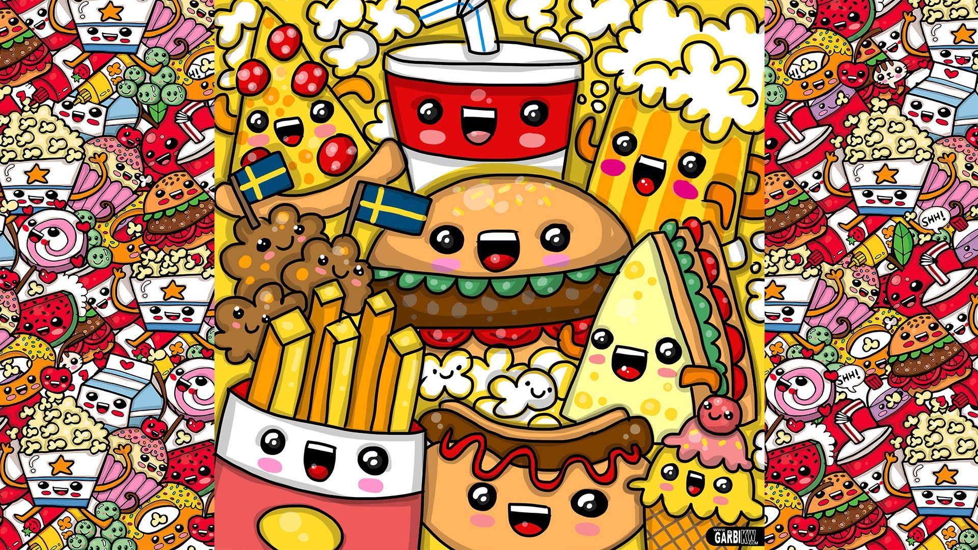 How To Draw Party Kawaii Fast Food By Garbi Kw - HD Wallpaper 