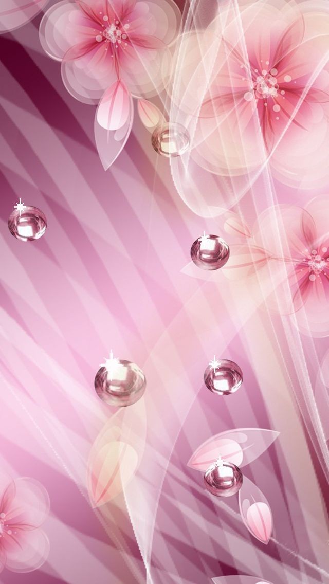 Pretty Feminine Pink Purple Sparkle Flowers Iphone - Feminine Wallpaper For Phone - HD Wallpaper 