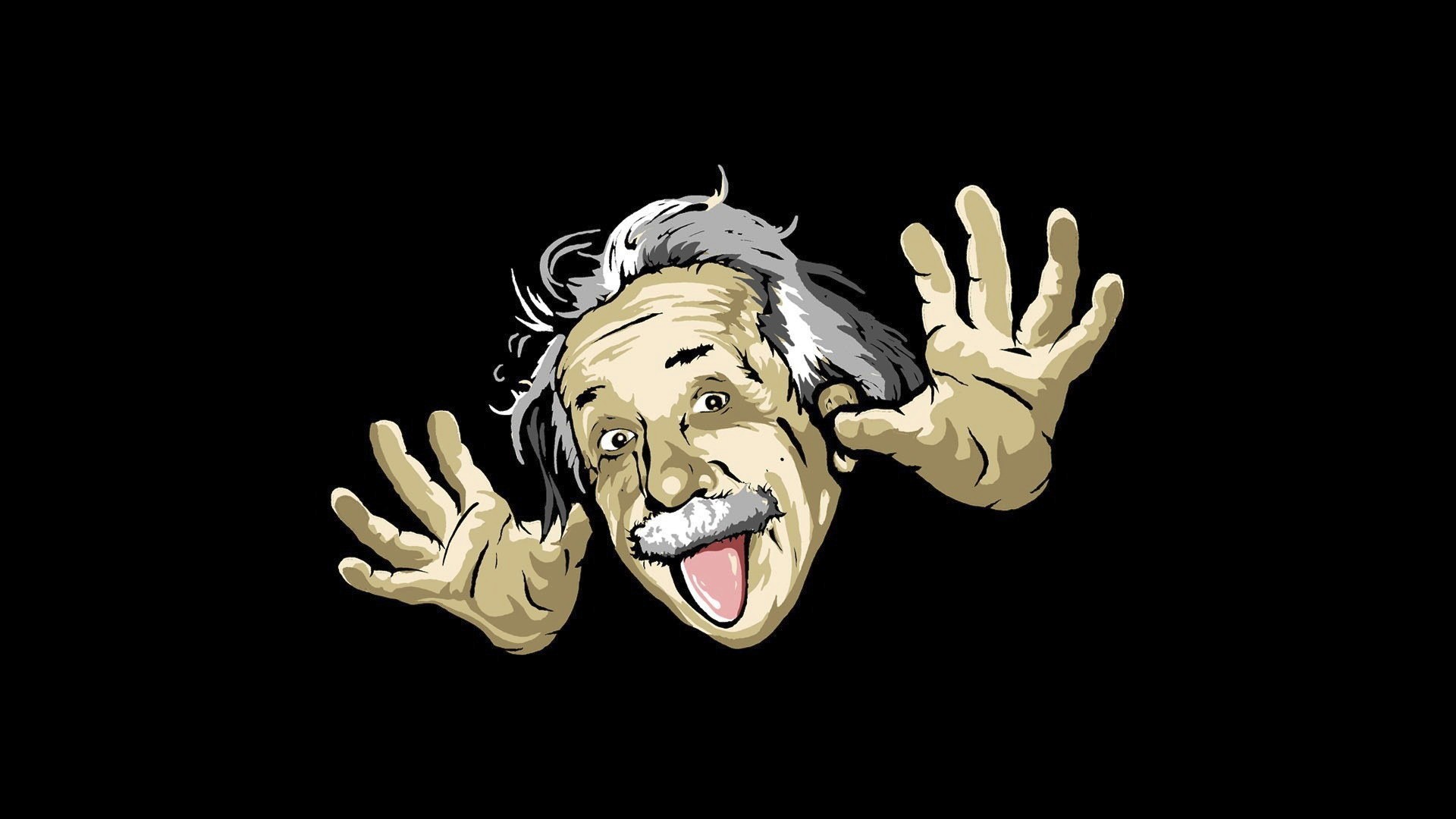 Funny Face Cover Cartoon Albert Einstein Black Wallpaper - Funny Background - HD Wallpaper 