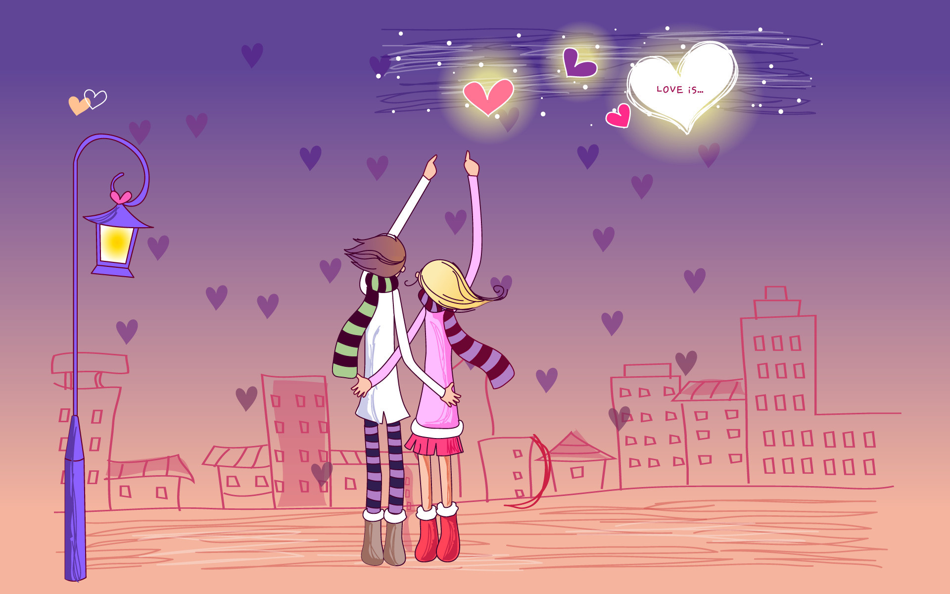 Valentines Day Animated Cartoon Wallpaper Free Hd Desktop - Animated Cute Valentines Day - HD Wallpaper 