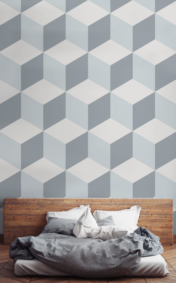 Geometric 3d Wallpaper Designs - Grey Geometric Wallpaper Bedroom - HD Wallpaper 