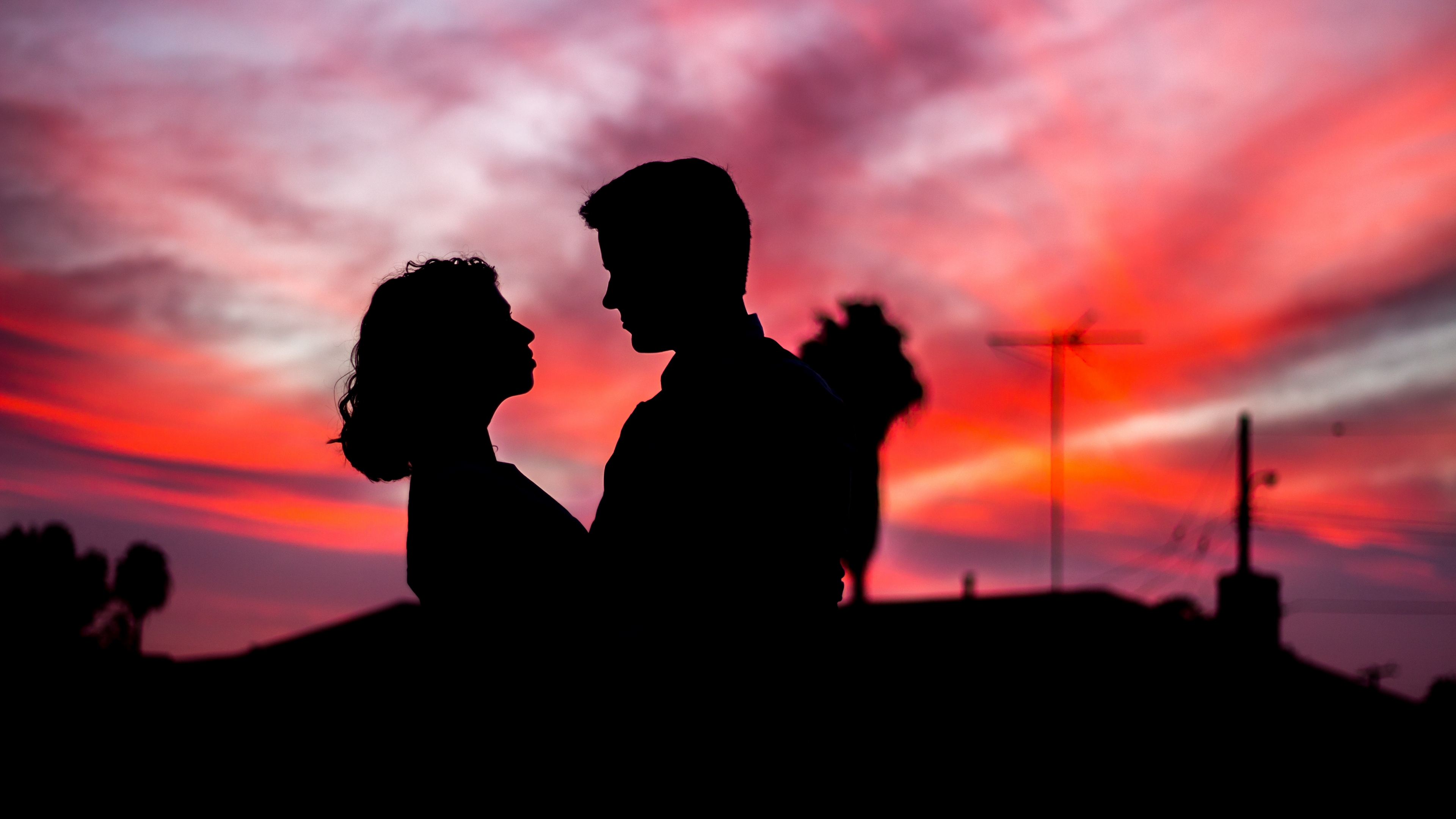 Wallpaper Silhouettes, Couple, Love, Romance, Twilight, - Evening Couple - HD Wallpaper 