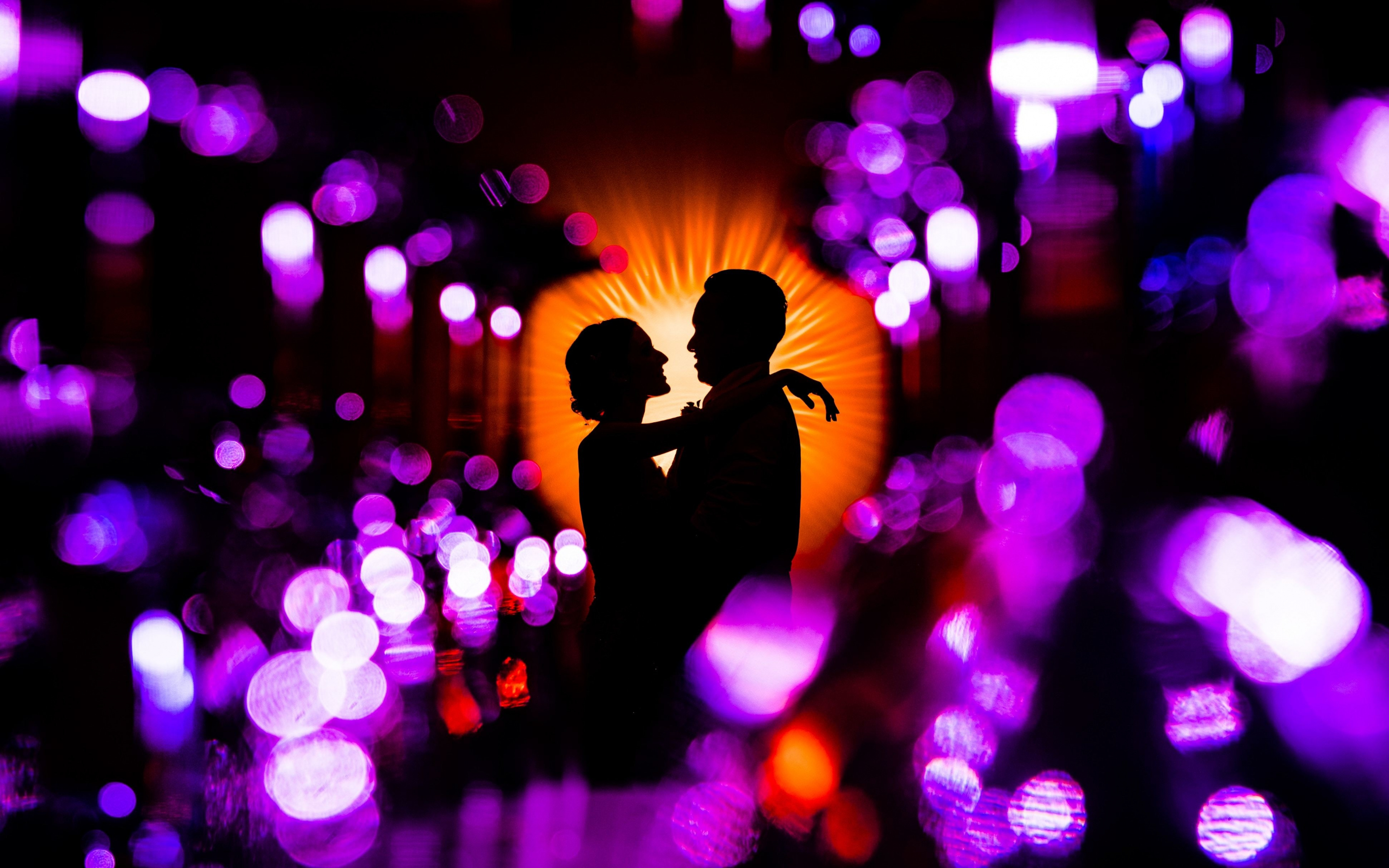 Couple, Romantic Love, Silhouette, Bokeh, Purple, Wallpaper - Romantic Love Hd Wallpapers 1080p - HD Wallpaper 