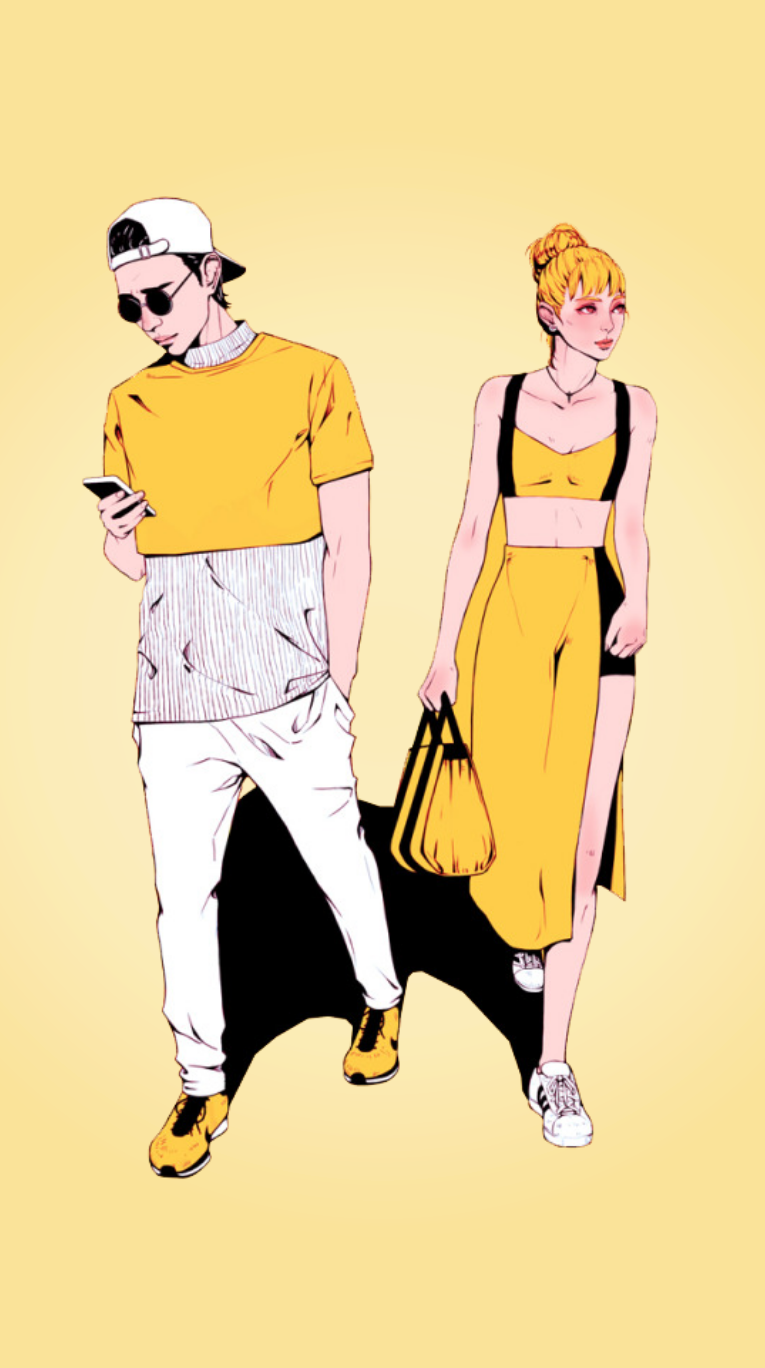 Fashion Illustration With Background With Male And - HD Wallpaper 