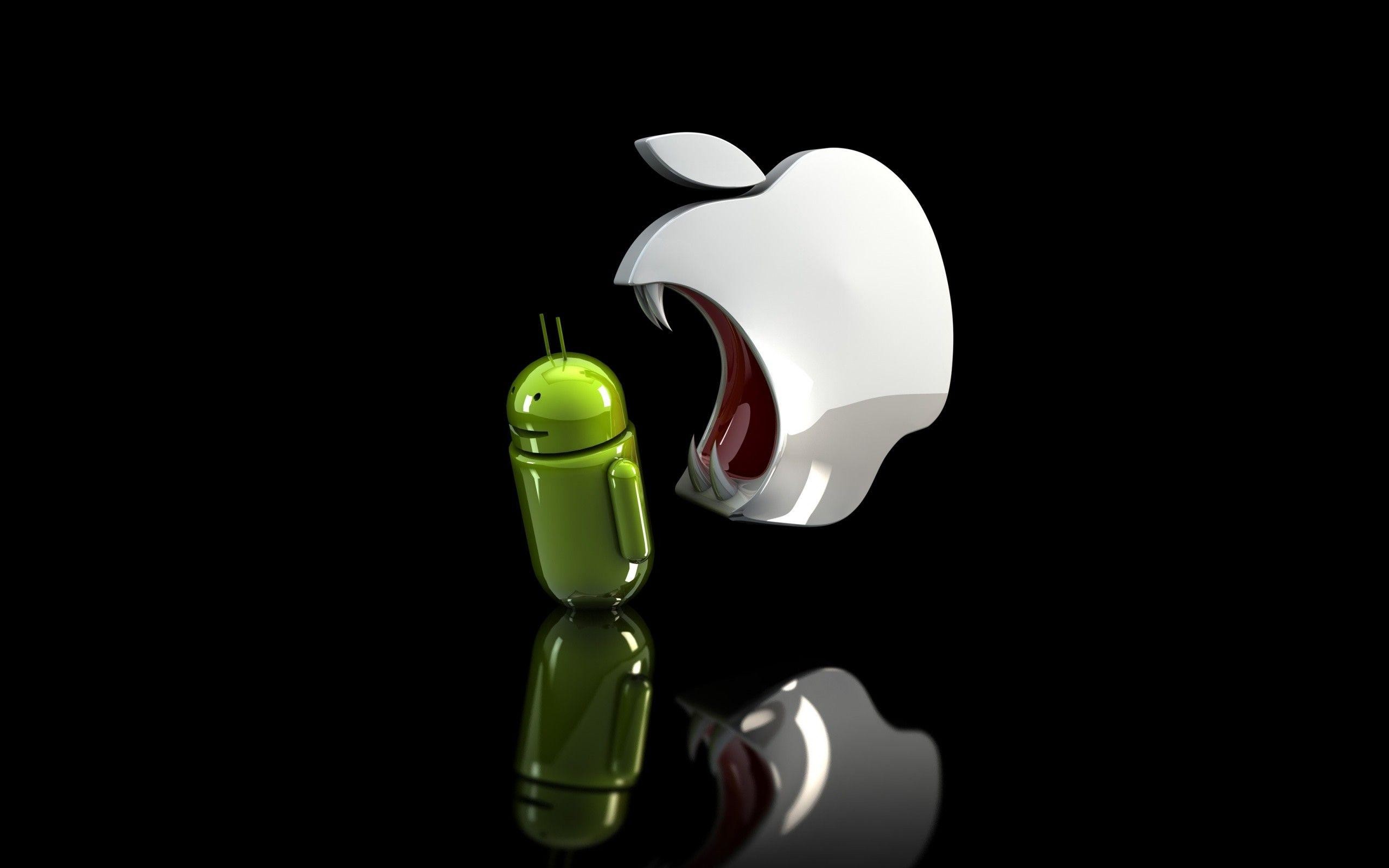 2560x1600, Wallpapers For > Android Vs Apple Wallpaper - Apple Eating Android - HD Wallpaper 