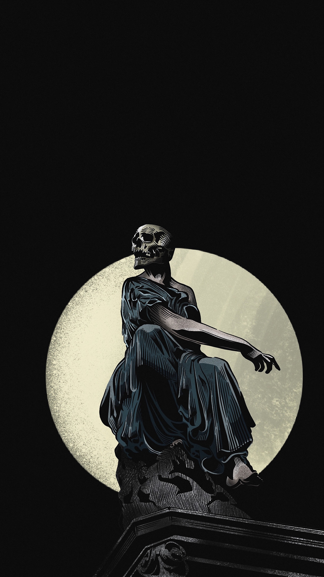 Wallpaper Skeleton, Sculpture, Gothic, Frozen, Night, - Gothic Art Wallpapers Iphone - HD Wallpaper 