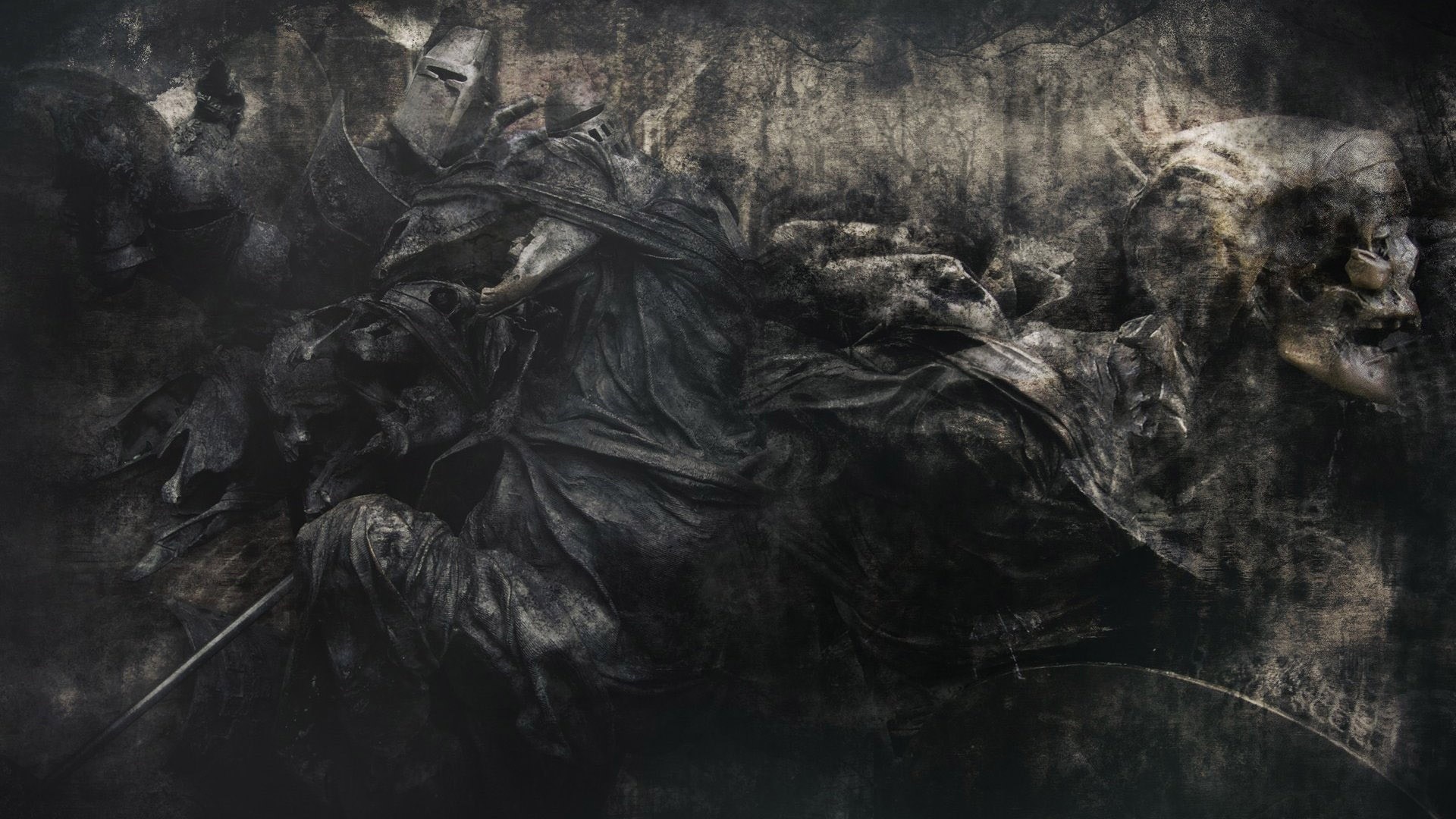 Dark Skull Skulls Evil Skeleton Reaper Grim Horror - Grim Reaper - HD Wallpaper 
