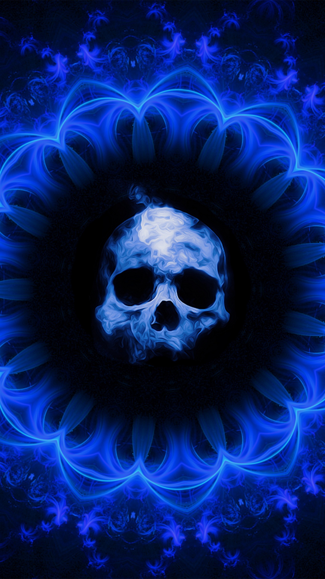 Wallpaper Skull, Gothic, Patterns, Blue, Dark Background - Dark Blue Wallpaper Hd 1080p - HD Wallpaper 