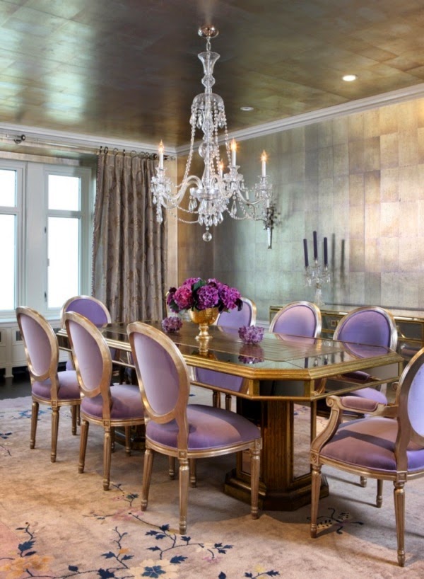This Dining Room Shimmers Beautifully With Metallic - Metallic Wallpaper Dining Room - HD Wallpaper 