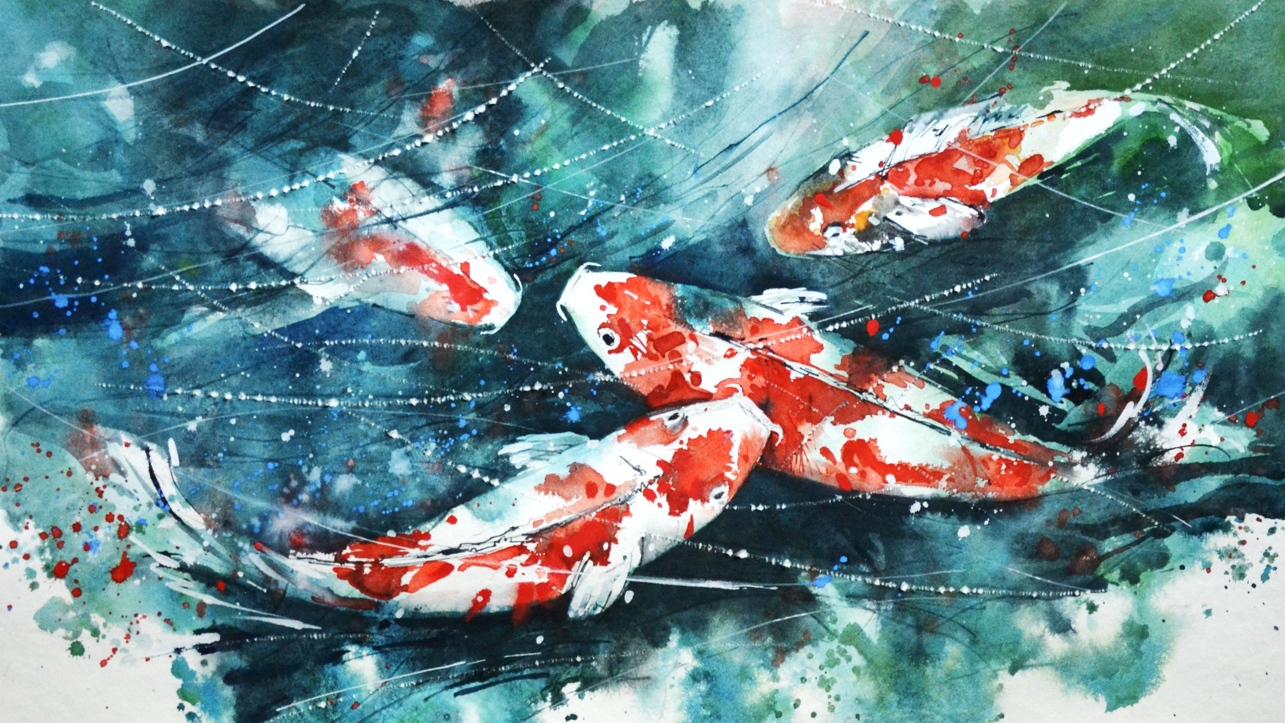 Koi Fish Watercolor Painting Painting, Fish, Watercolor, - Fish Watercolour Painting Koi - HD Wallpaper 