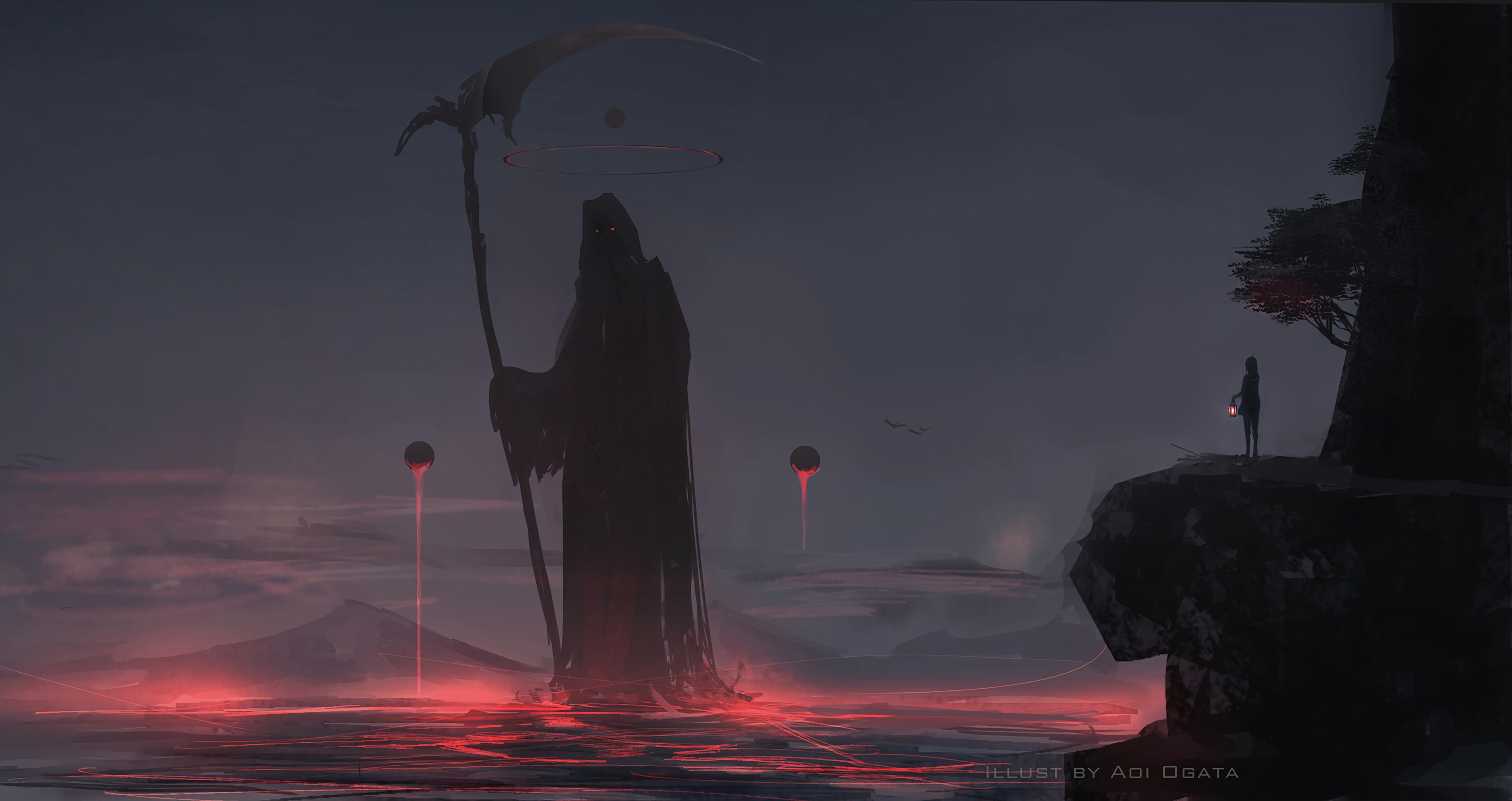 Grim Reaper, Silhouette, Mantle, Dark, Art - Grim Reaper Wallpaper 4k - HD Wallpaper 