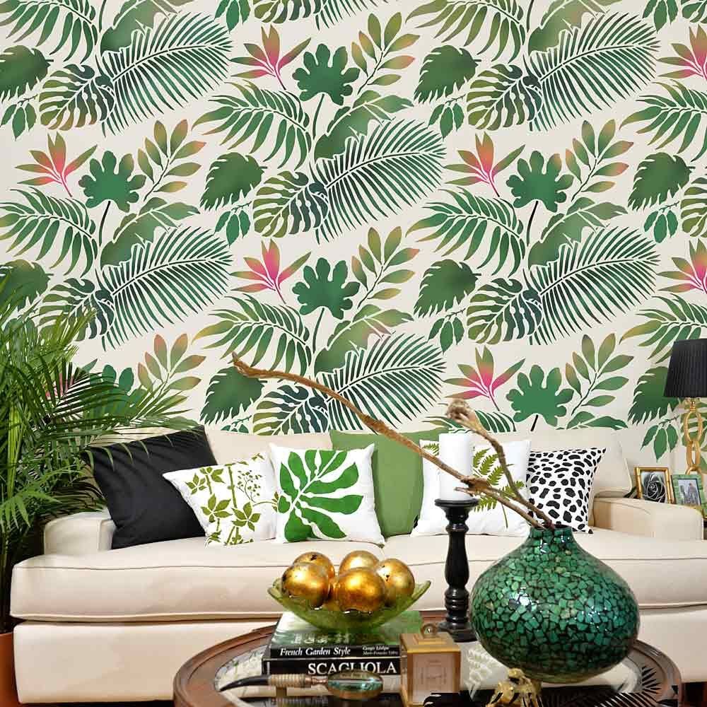 Wall Tropical Leaves Design - HD Wallpaper 
