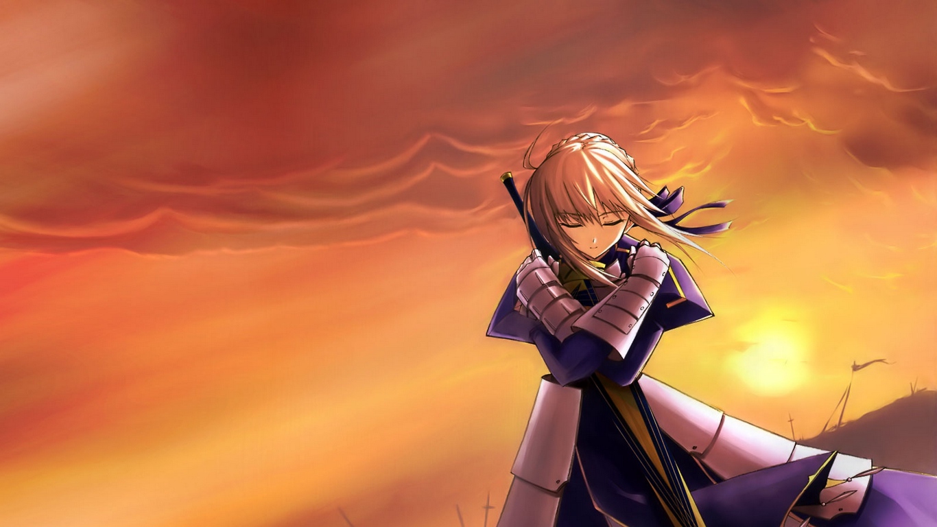 Wallpaper Fate Stay Night, Saber, Girl, Sunset, Armor - Fate Stay Night Saber Knight - HD Wallpaper 