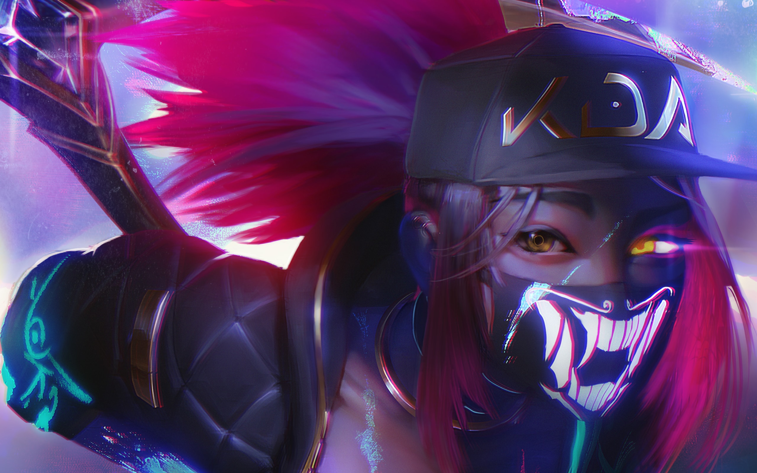 Wallpaper Of Akali, League Of Legends, Pink Hair Background - Akali Wallpaper 1920x1080 Hd - HD Wallpaper 