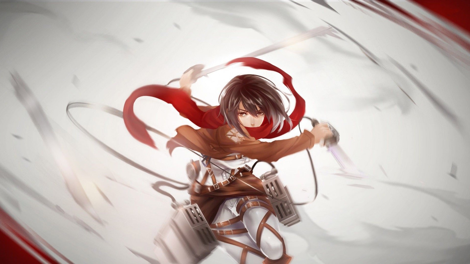 Mikasa Ackerman, Shingeki No Kyojin, Red Scarf, Uniform, - Attack On Titan Wallpaper Mikasa - HD Wallpaper 