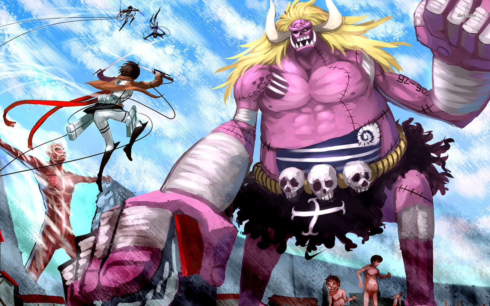 One Piece Attack On Titan - HD Wallpaper 