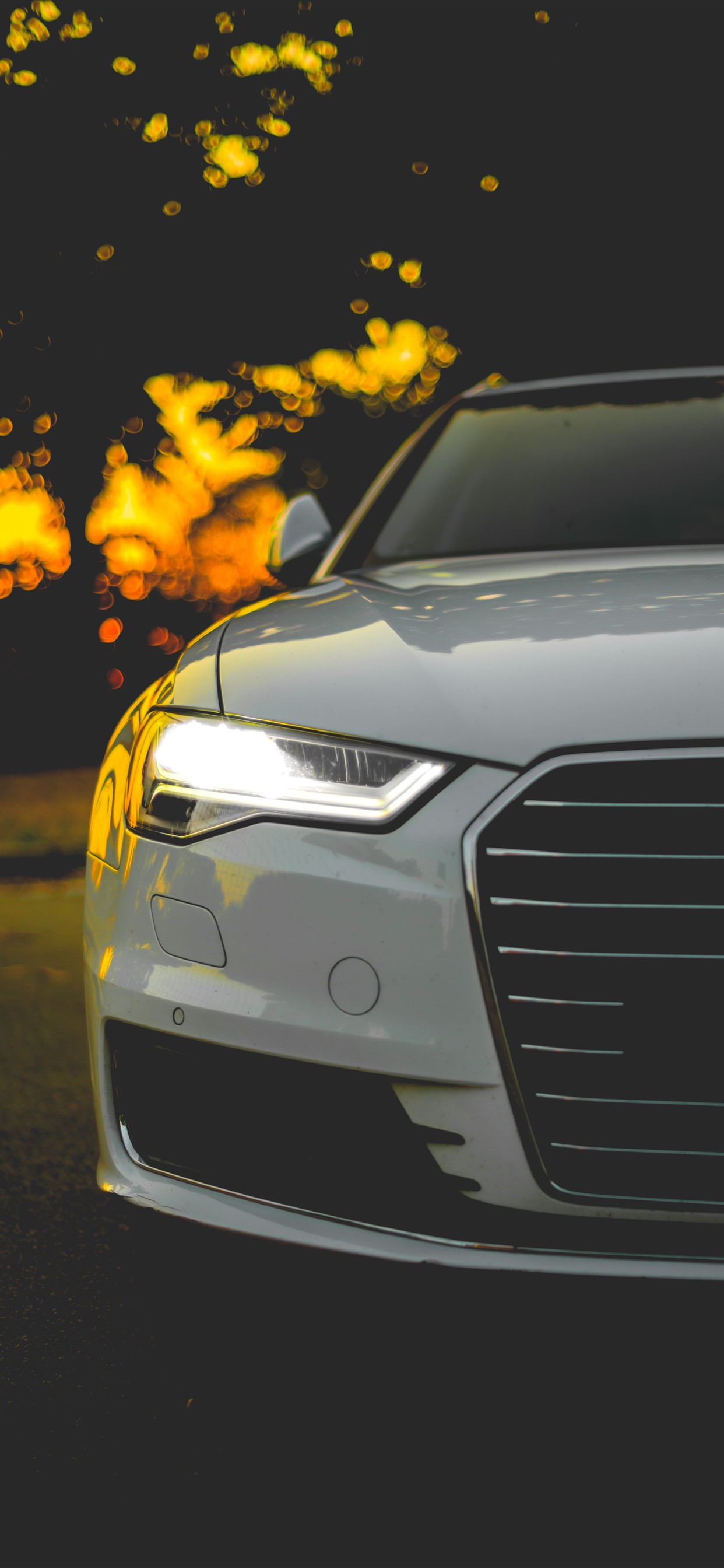 Iphone Wallpaper Audi White Car Front View, Headlight - Audi Car Logo Wallpaper Hd - HD Wallpaper 