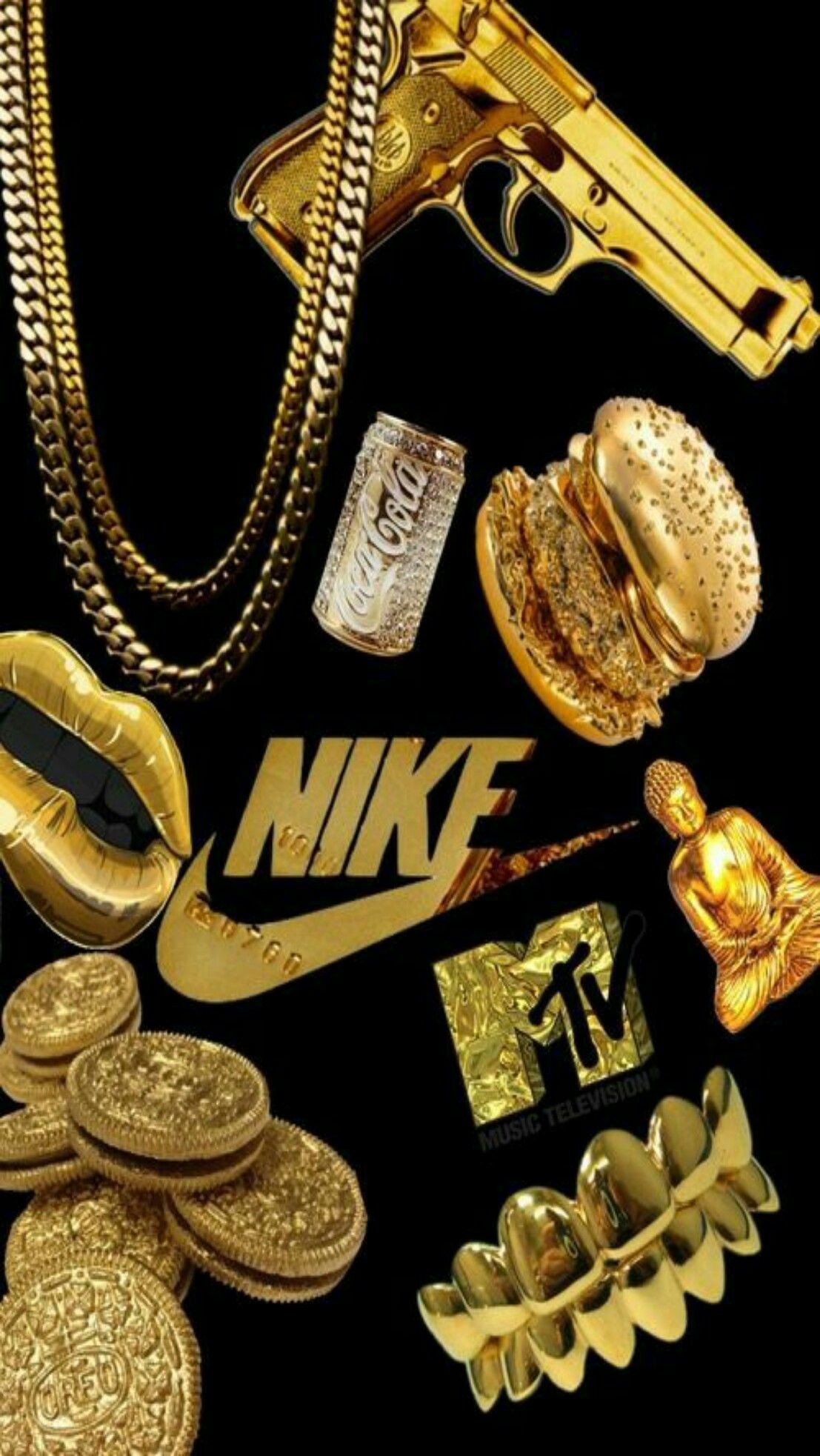 1107x1965, Gold Wallpaper, Pattern Wallpaper, Nike - Gold Nike Wallpaper Iphone - HD Wallpaper 