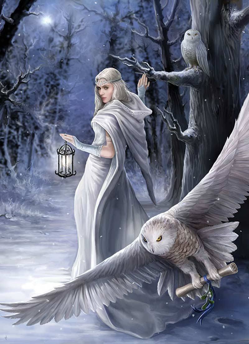 Beautiful Lady Owl Fantasy Wallpaper Iphone Resolution - Beautiful Fantasy Wallpaper Iphone - HD Wallpaper 