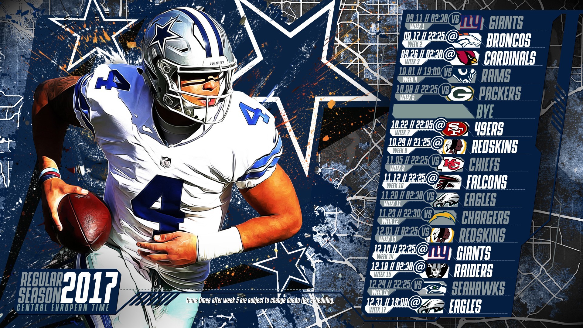 Dallas Cowboys Schedule For 2017 Printable Schedule - Prescott Wallpaper Dallas Cowboys - HD Wallpaper 