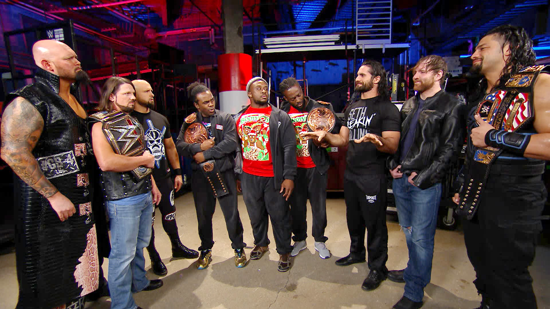 The New Day, The Club And The Shield Stand Face To - Wwe The Shield Vs New Day - HD Wallpaper 