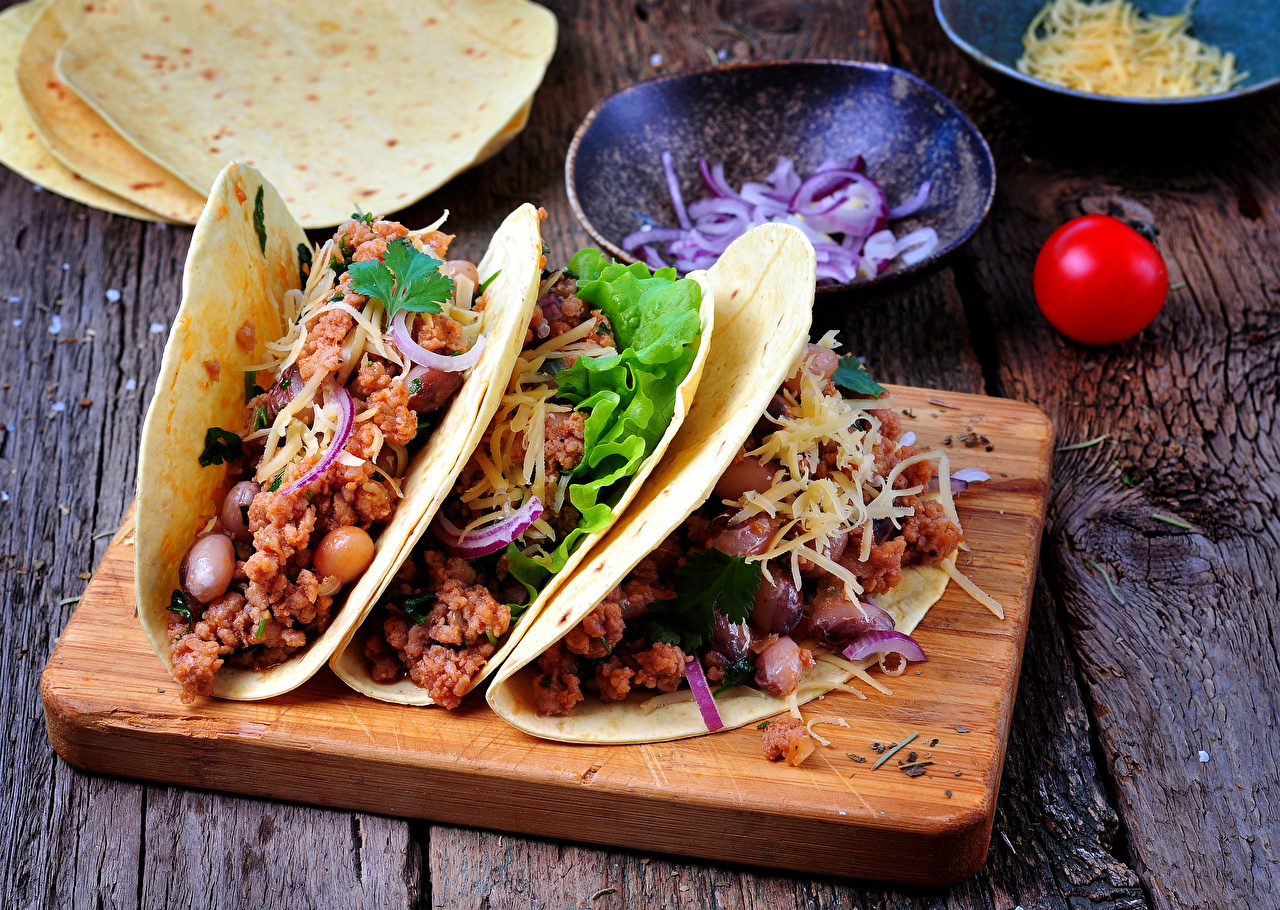 Tacos On Wood Board - HD Wallpaper 