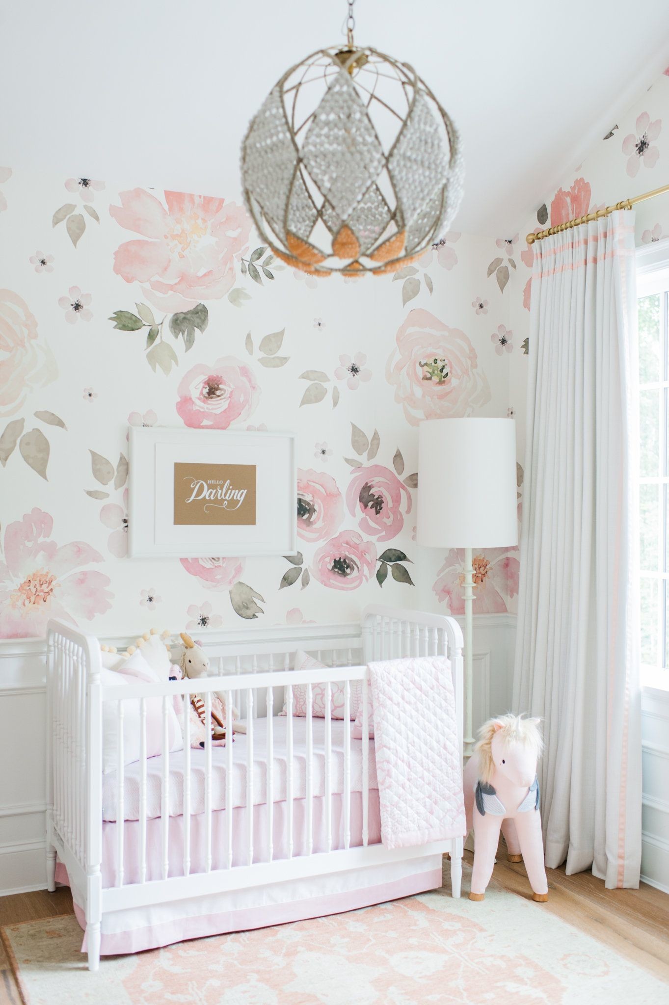 Love The Wallpaper Baby Girl Nursery Wallpaper, Wall - White And Pink Baby Nursery - HD Wallpaper 