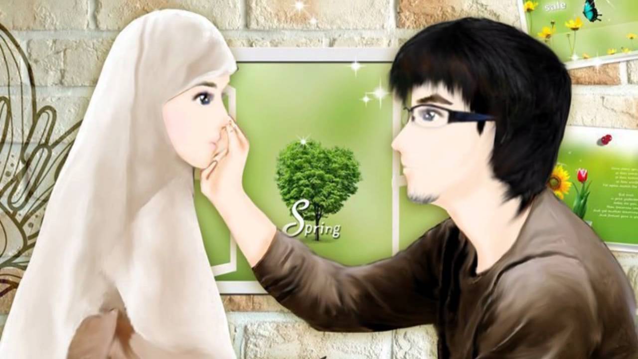 Muslim Girl And Boy Cartoon - HD Wallpaper 
