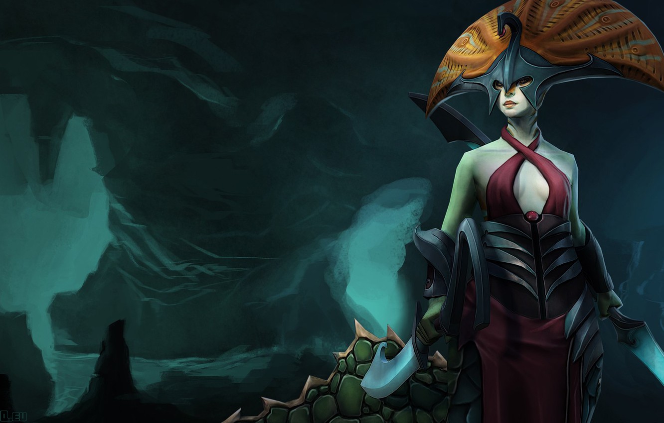 Photo Wallpaper Girl, Art, Cave, Dota 2, Headdress, - Dota 2 Naga Siren Art - HD Wallpaper 