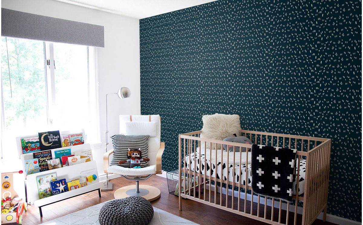 Cute And Modern Blue And White Graphic Nursery Wallpaper - Wall Paper Boys Room - HD Wallpaper 