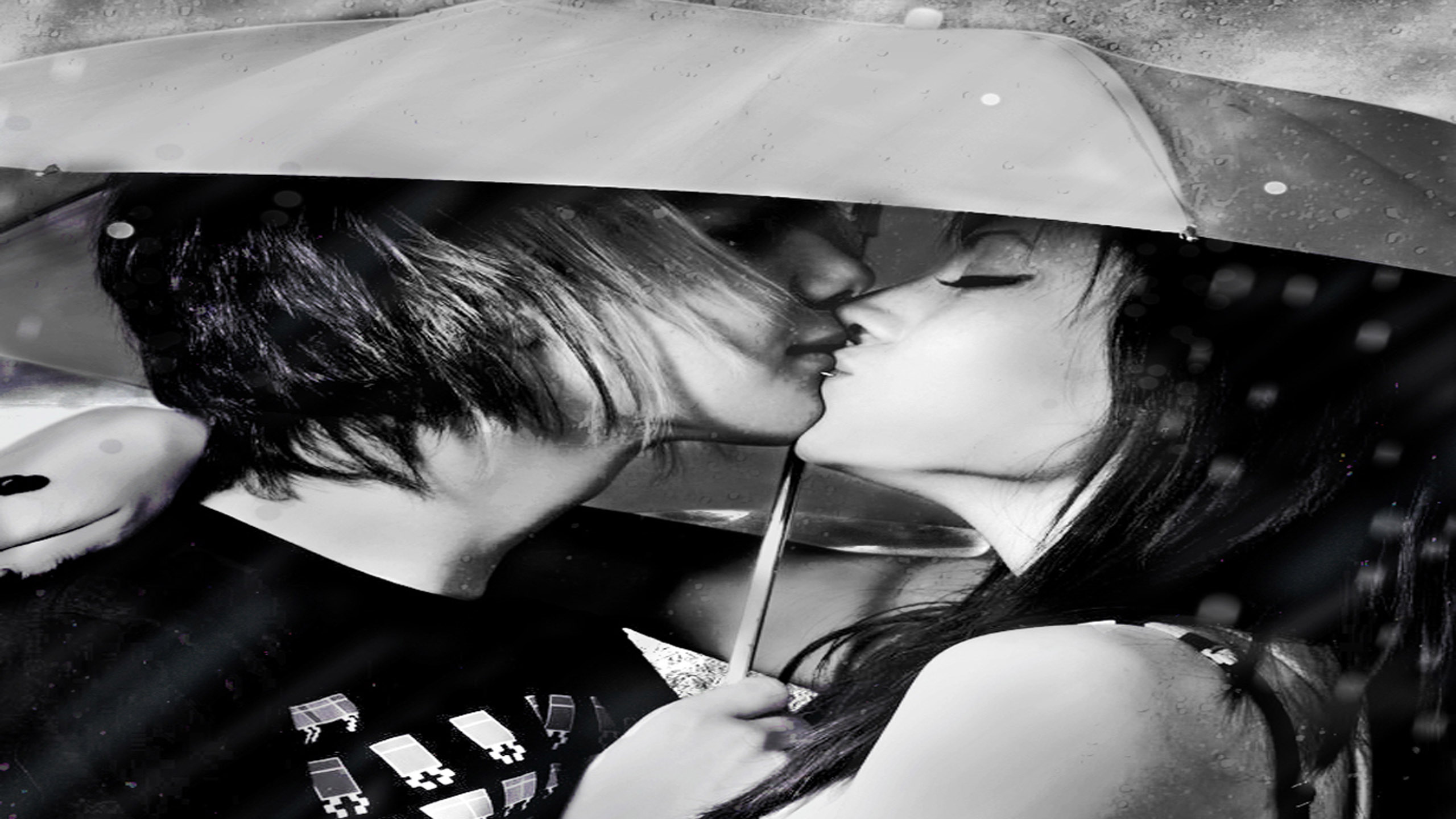 Romantic Couple In Rain - HD Wallpaper 