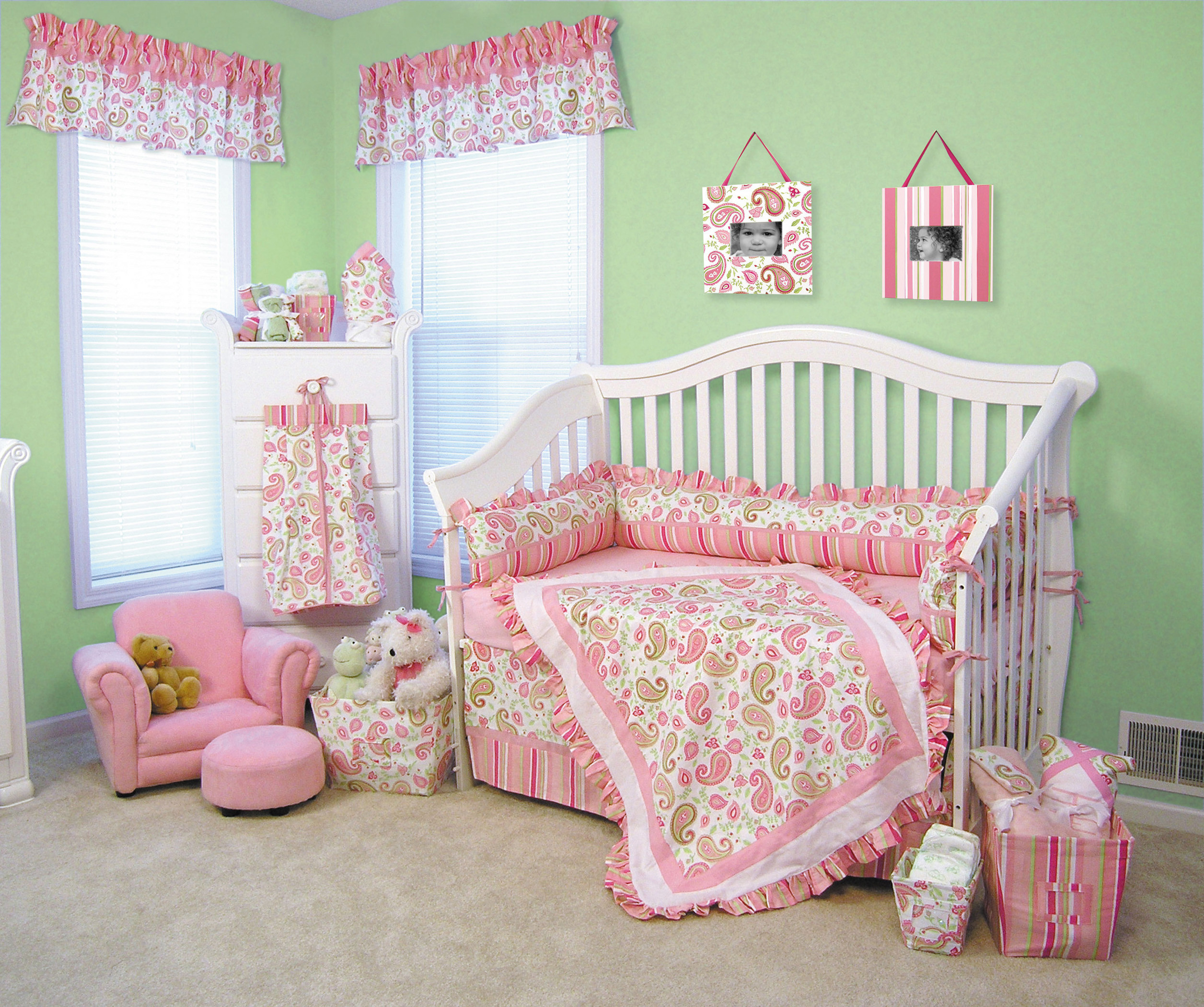 Beautiful Nursery Wallpaper Luxury Baby Girl Room Designs - Light Green And Pink Girls Room - HD Wallpaper 