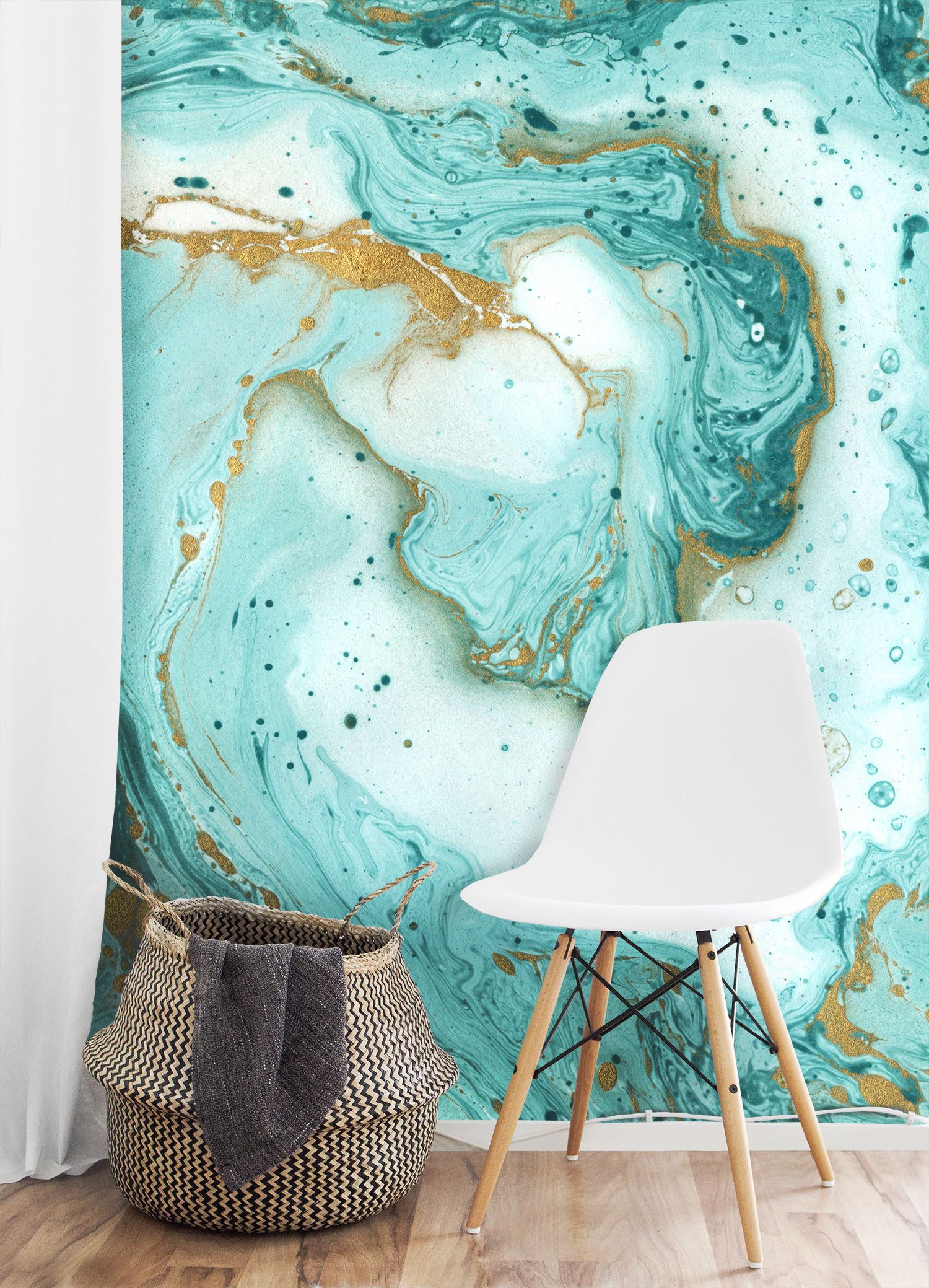 Teal And Gold Marble - HD Wallpaper 