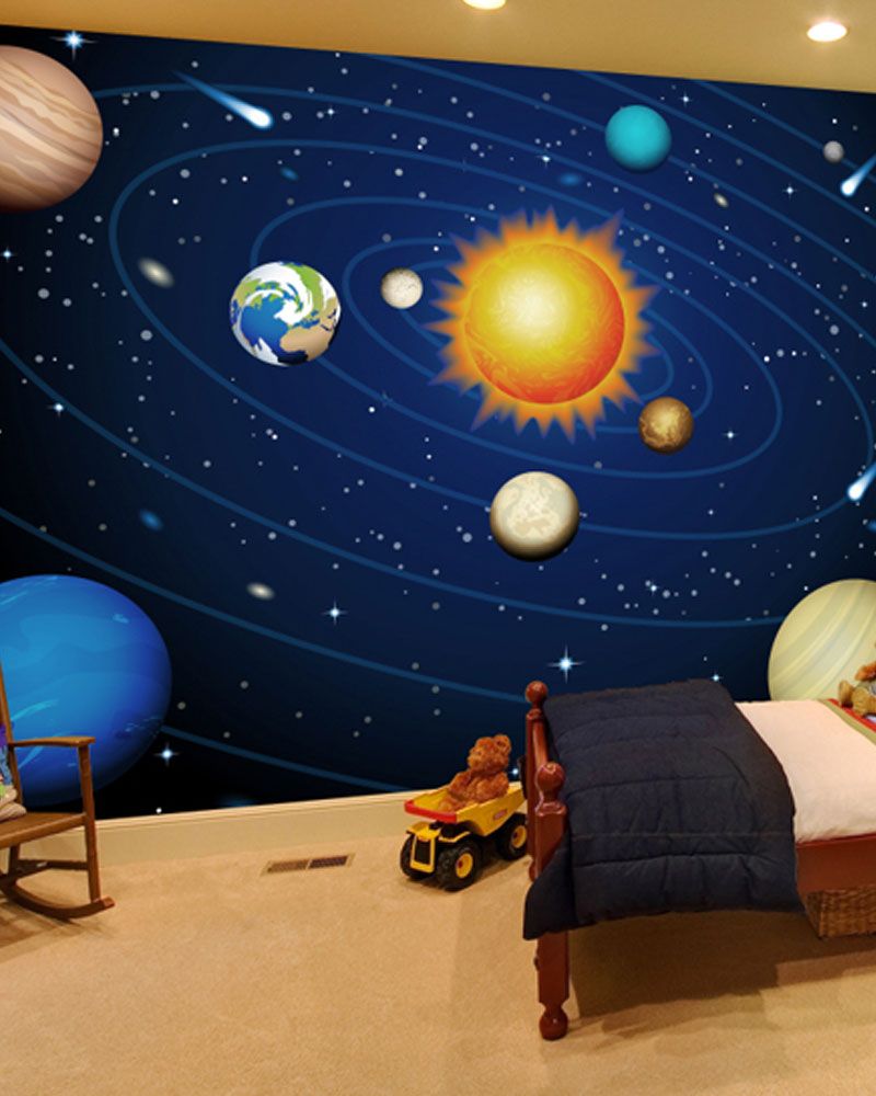 Space Themed Kids Room - HD Wallpaper 