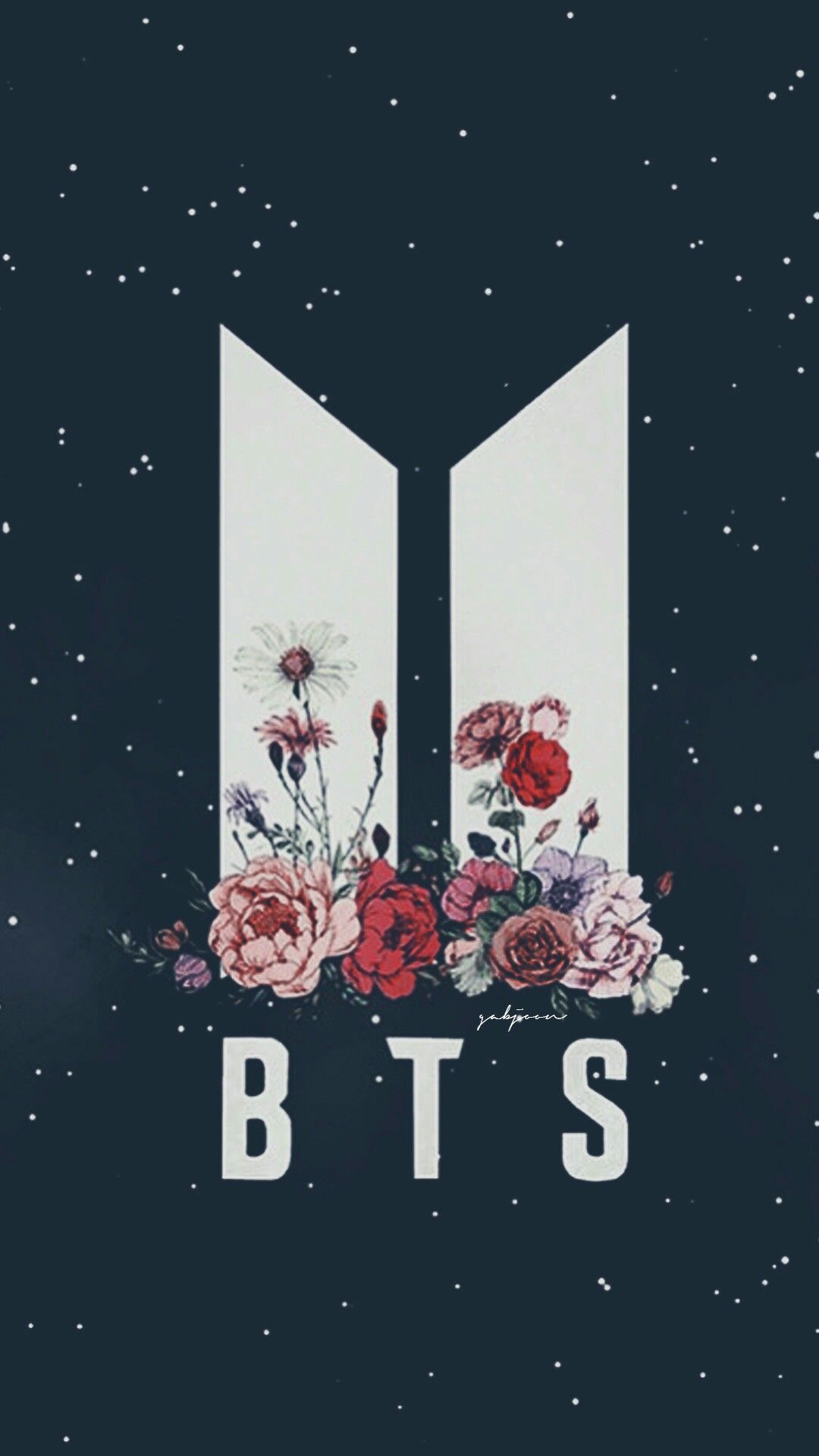 Bts Logo Wallpapers - Bts Logo With Flowers - HD Wallpaper 