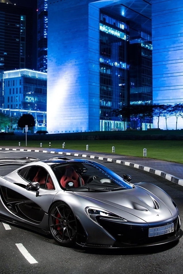 Iphone Wallpaper Mclaren P1 Silver Supercar At City - Mclaren P1 Wallpapers For Iphone Xr - HD Wallpaper 