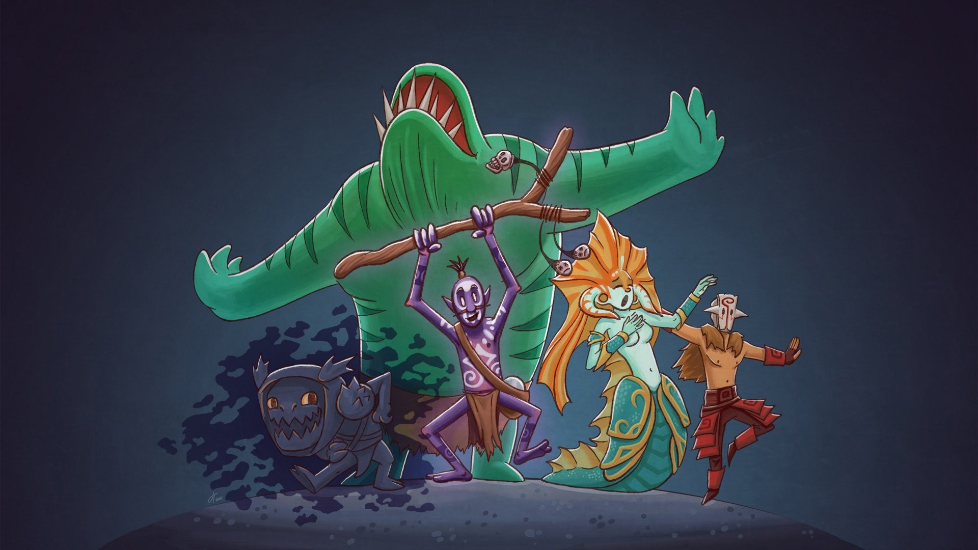 Tidehunter, Mermaid,dota, Laptop, Doctor, Siren, Slark, - Dota 2 Naga Siren - HD Wallpaper 