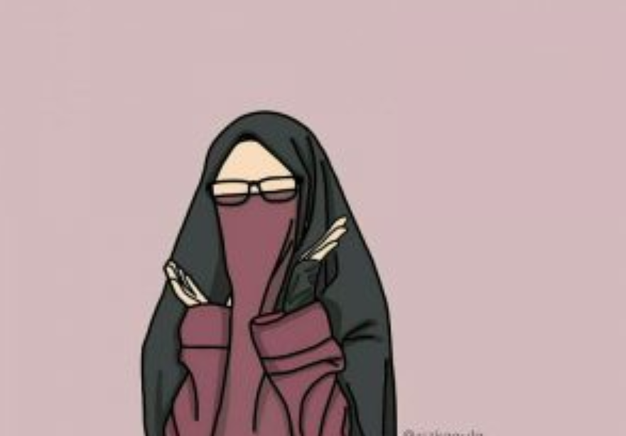 Gambar Kartun Muslim - Kartun Muslimah Bercadar Dan Berkacamata - HD Wallpaper 