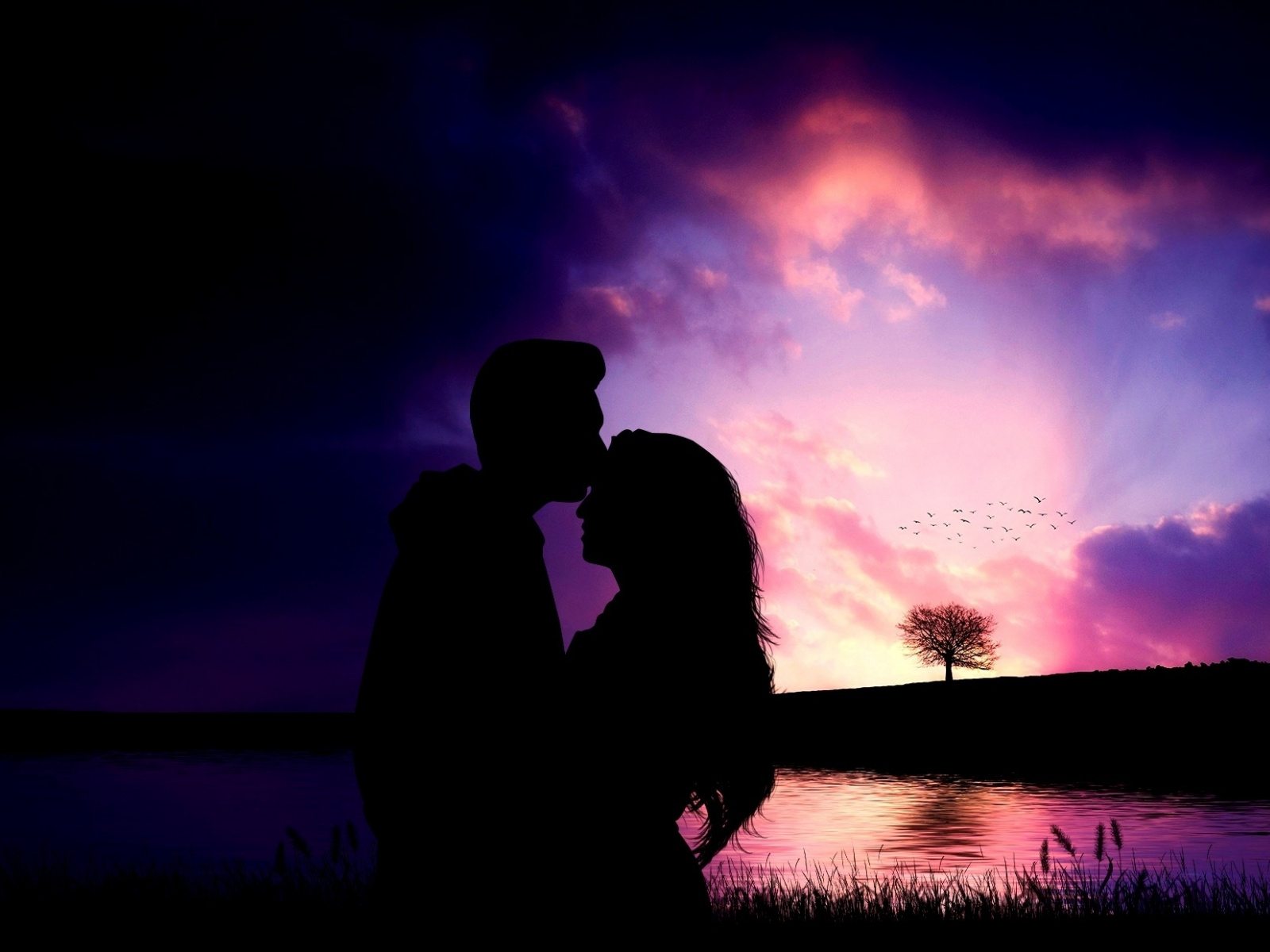 Love, Hug, Couple, Silhouette, Wallpaper - Hug Pic Full Hd - HD Wallpaper 