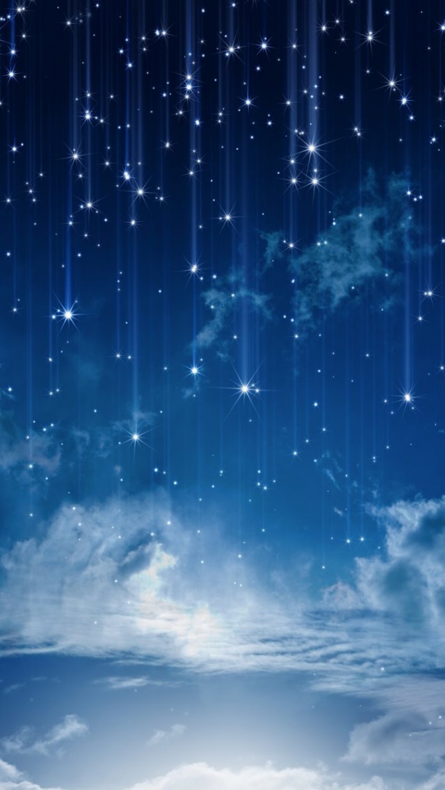 Sky Bright Moon Iphone Stars Wallpaper Resolution - Iphone Moon And Stars - HD Wallpaper 
