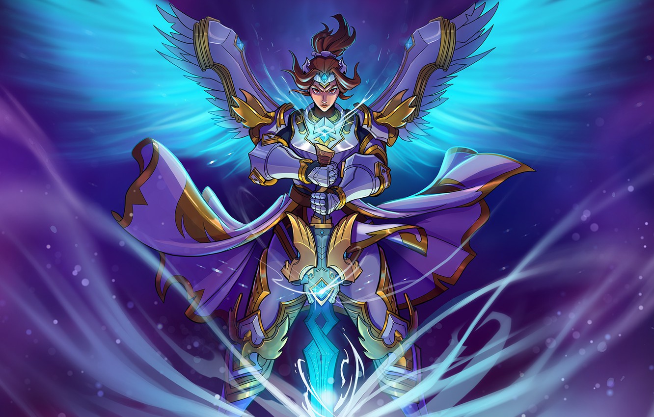 Photo Wallpaper Girl, The Game, Sword, Knight, Paladins - Aurora Furia Paladins - HD Wallpaper 