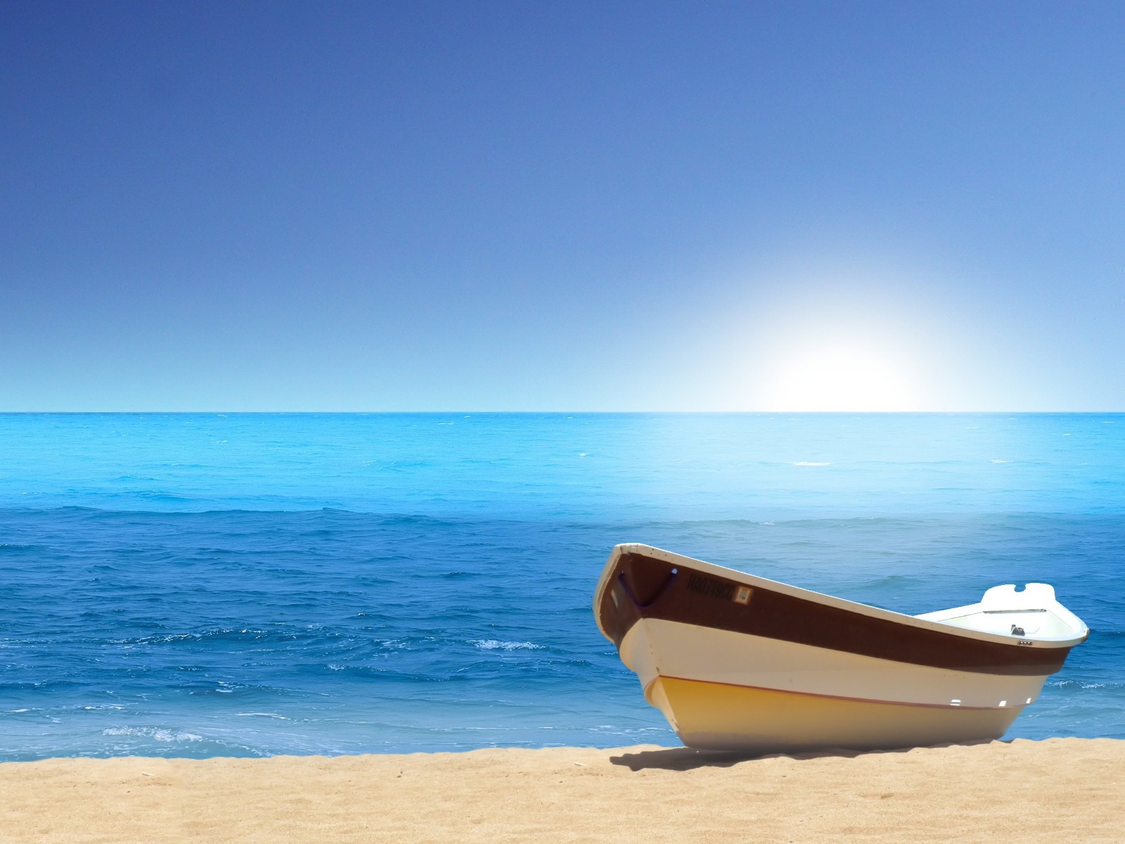 Beautiful Boat Sea Beach Nature Wallpaper Free Download - Sea Hd - HD Wallpaper 