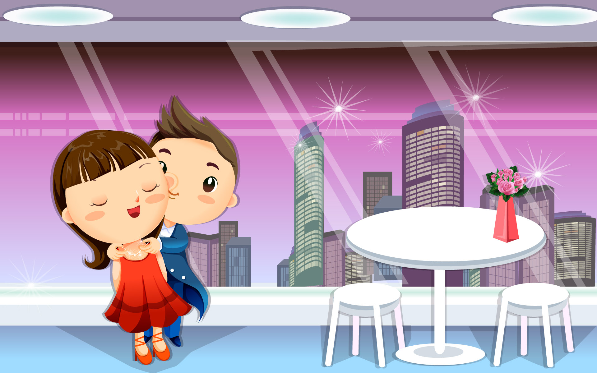 Cartoon Couple Kissing Photos - Cute Baby Cartoon Couples - HD Wallpaper 