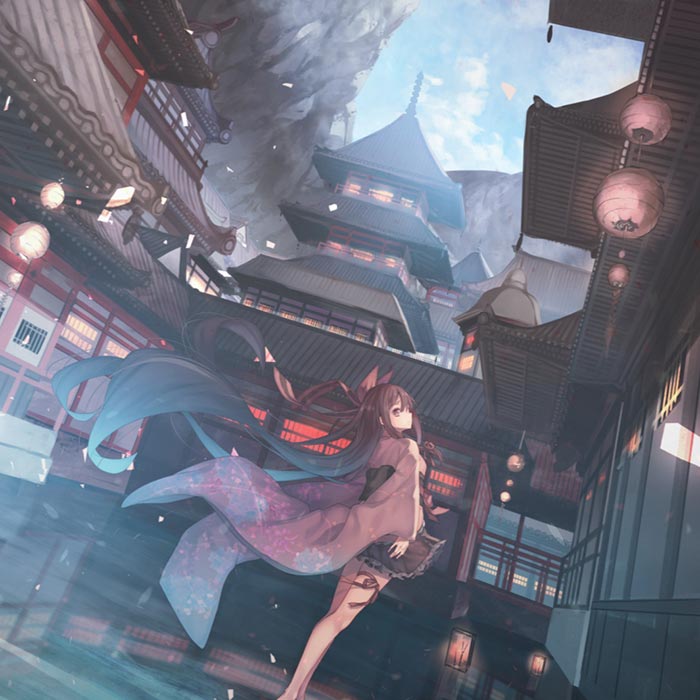 Water Girl Gu Feng Sakura Live Wallpaper Engine - HD Wallpaper 