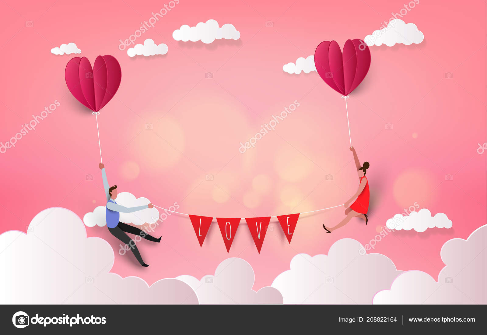 Sweet Couple In A Hot Air Balloon On Honeymoon Vacation - HD Wallpaper 