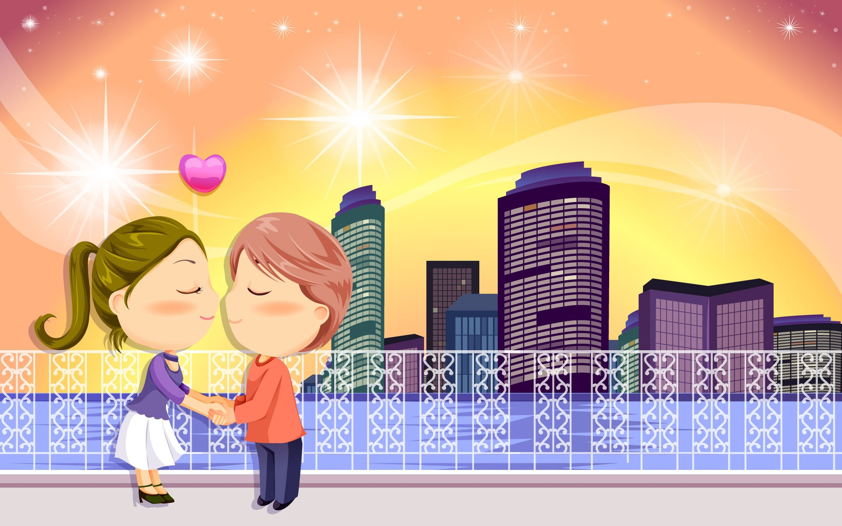 Cartoon Couple Kissing - Wallpaper - HD Wallpaper 