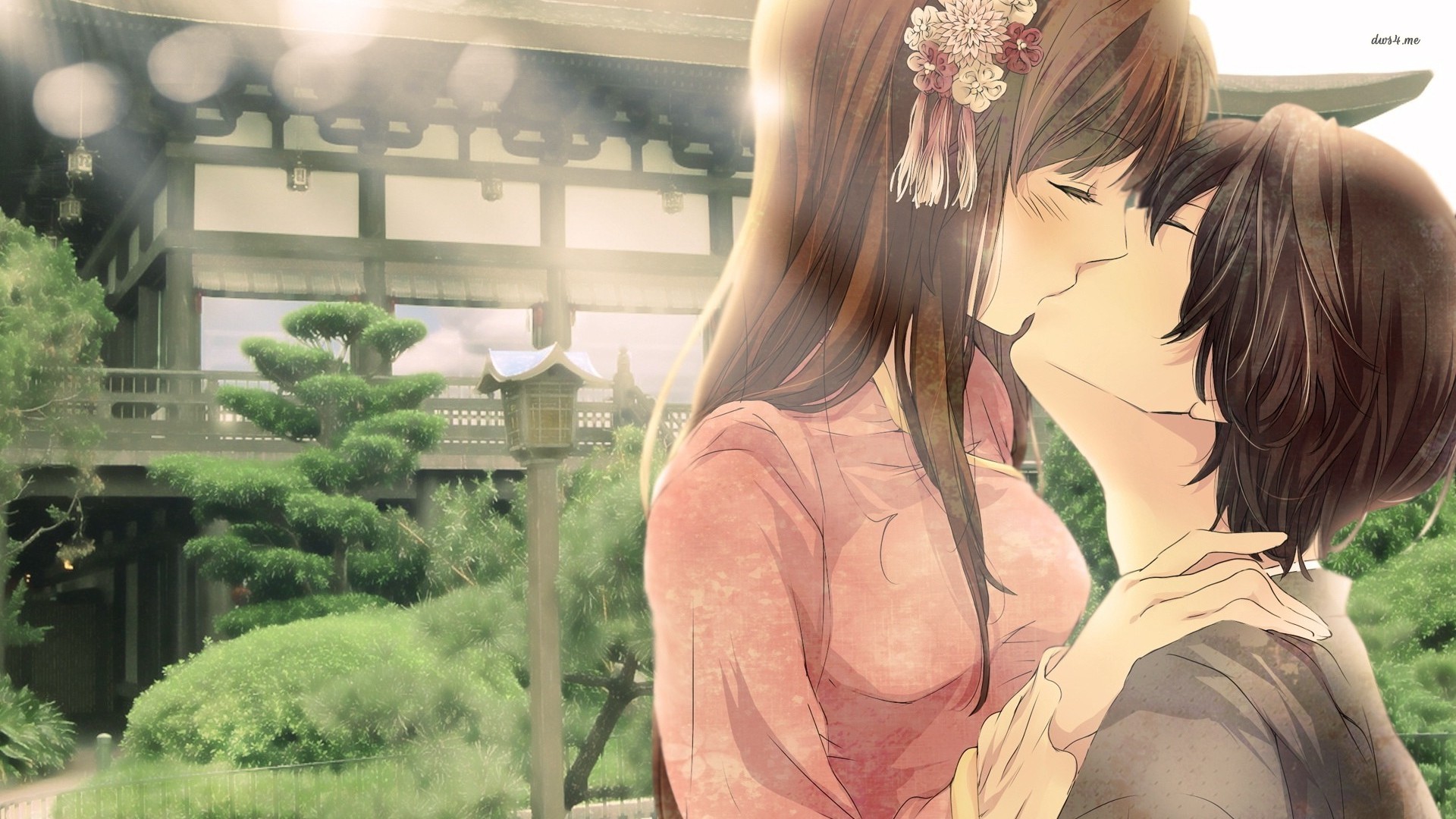 Love Couple Kiss Animation - HD Wallpaper 