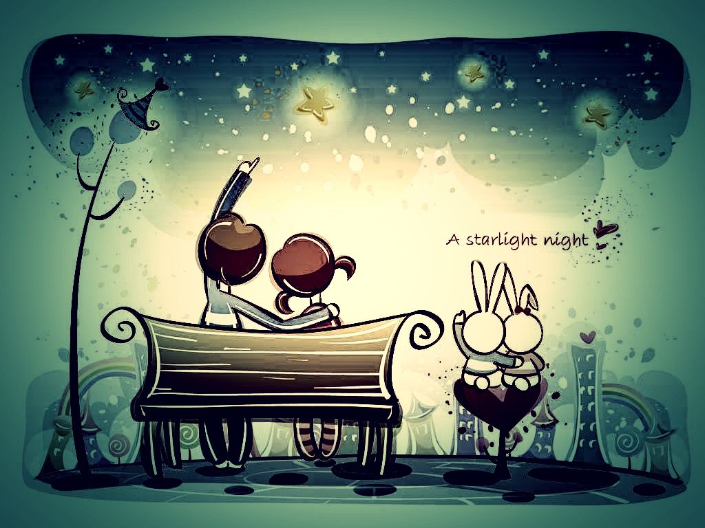 Sweet Couple Cartoons - Sweet Couple Image In Cartoon - HD Wallpaper 